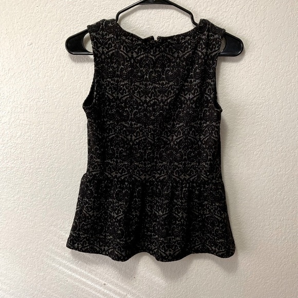 Talbots Wool Blend Black Silver Thread Sparkle Jeweled Detail Peplum Blouse! - Picture 11 of 12